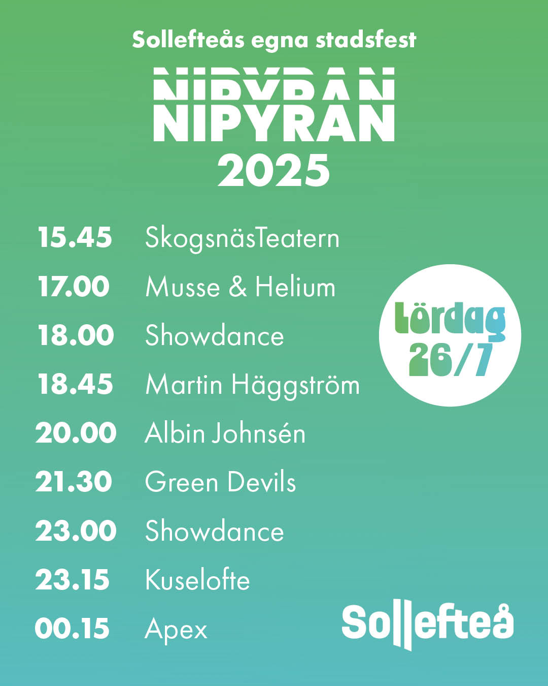 Nipyran lördag schema 2025